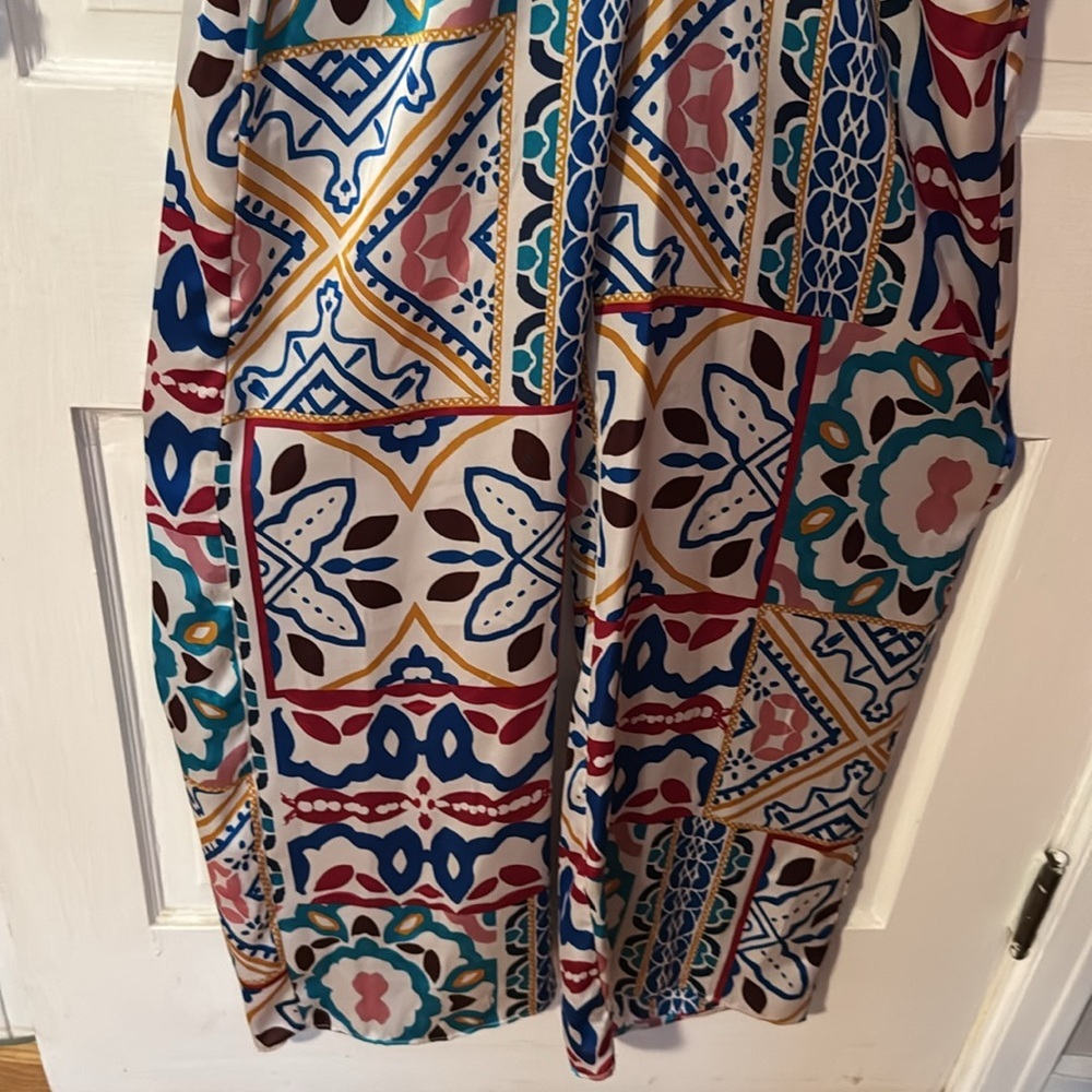 Zara NWT Satin Effect Multicolor Patchwork Print … - image 9